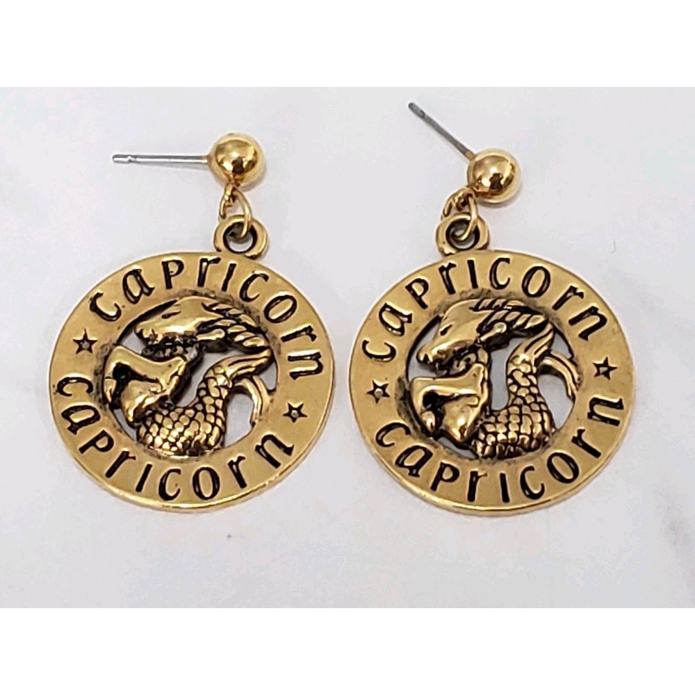Vintage Capricorn Avon Earrings 70s 80s zodiac celestial gift stud astrology